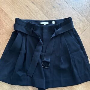 Vince Navy Belted Pleated Shorts
